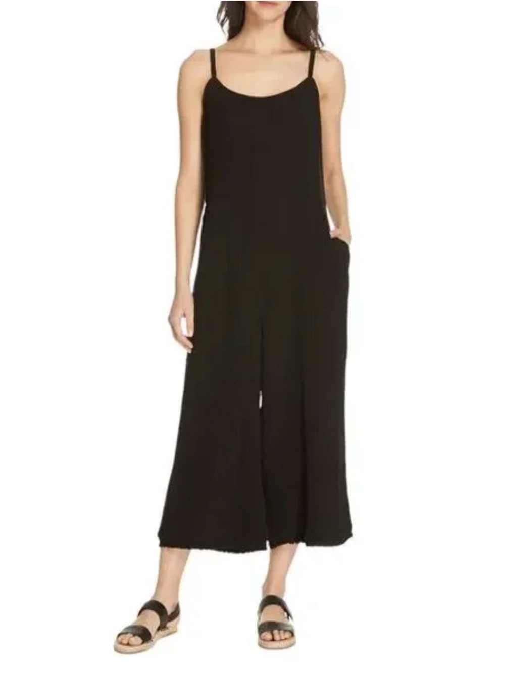 Eileen Fisher Black Sleeveless Wide-Leg Jumpsuit